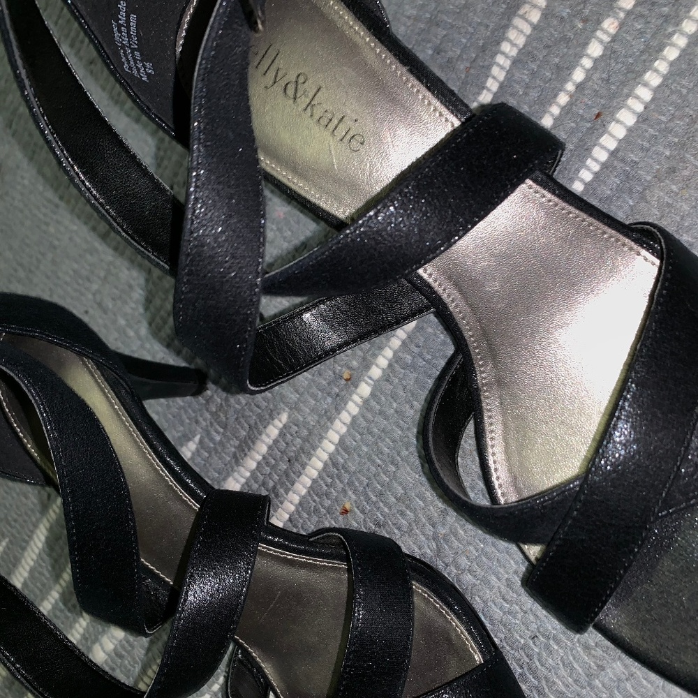 short strappy black heels